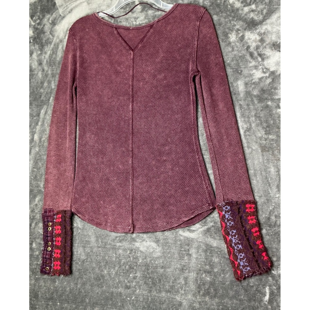 Free People We The Free Layer Cuff Thermal Plum Boho Long Sleeve Top Medium - Picture 4 of 12